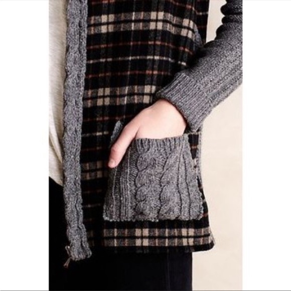 ANTHROPOLOGIE Moth Derry Plaid Flannel Sweater Jacket - Picture 3 of 11